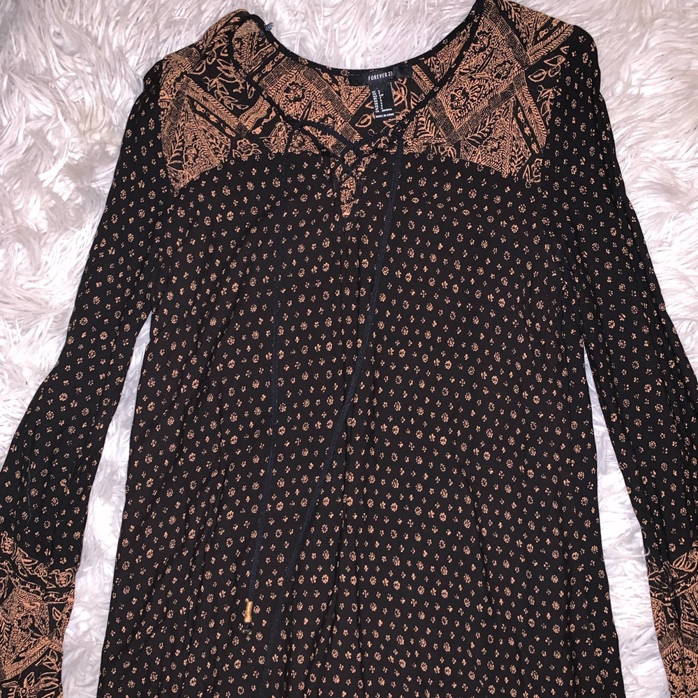 black & rusty orange boho dress